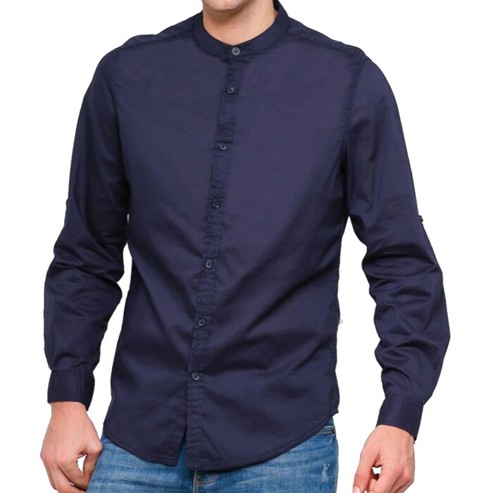 Long sleeve mandarin collar shirt best sale